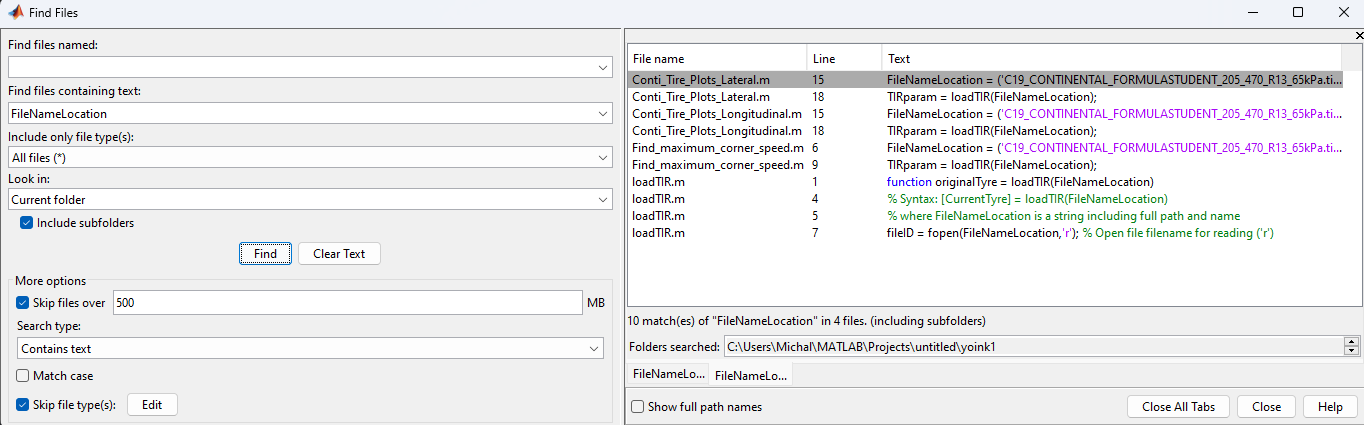Rys.1 Odwołania do lokalizacji pliku z parametrycznym opisem opony